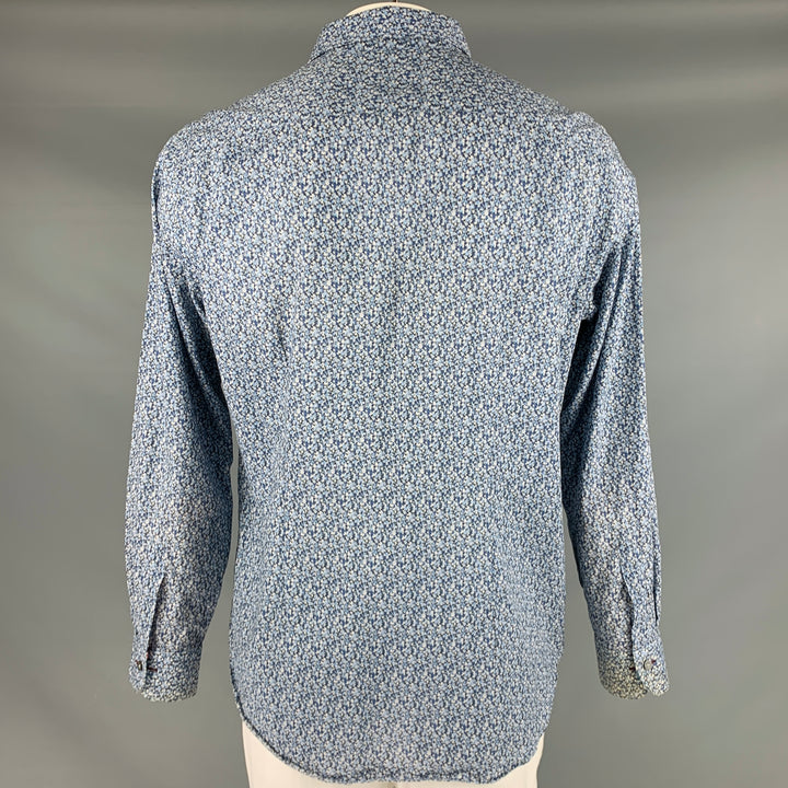 PAUL SMITH Size XL Blue Abstract Print Cotton Button Up Long Sleeve Shirt