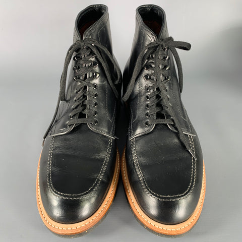 ALDEN Size 10 Black Tan Leather Lace Up Ankle Boots