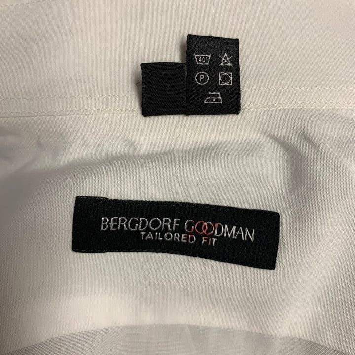 BERGDORF GOODMAN Size L White Cotton Tuxedo Long Sleeve Shirt