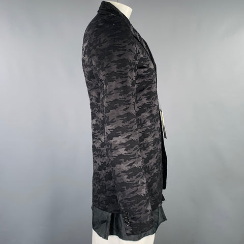 COMME des GARCONS Size XL Black Jacquard Cotton Blend Camouflage Jacket