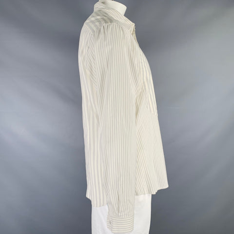PAUL SMITH Size XXL Grey Beige Stripe Cotton Button Up Long Sleeve Shirt