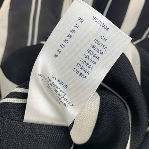LOUIS VUITTON Talla 4 Vestido cruzado sin mangas de seda a rayas en blanco y negro