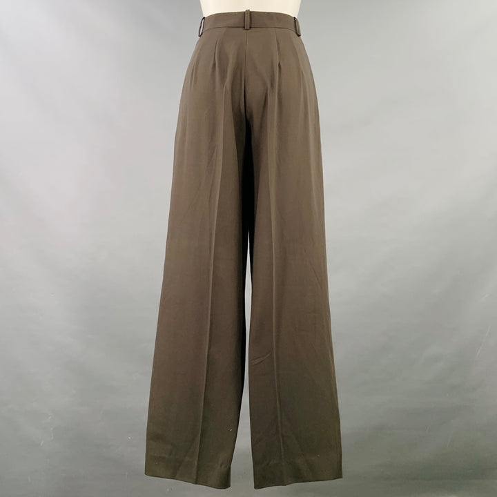 THE ROW Size 0 Green Pleated Wide Leg Dress Pants