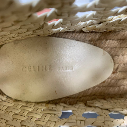 CELINE Size 7 White Woven Espadrille Laces
