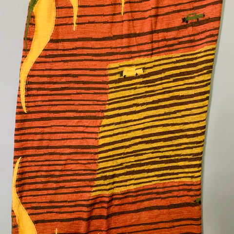 KAPITAL Orange Mustard Flames Stripes Oversized Wool Scarf