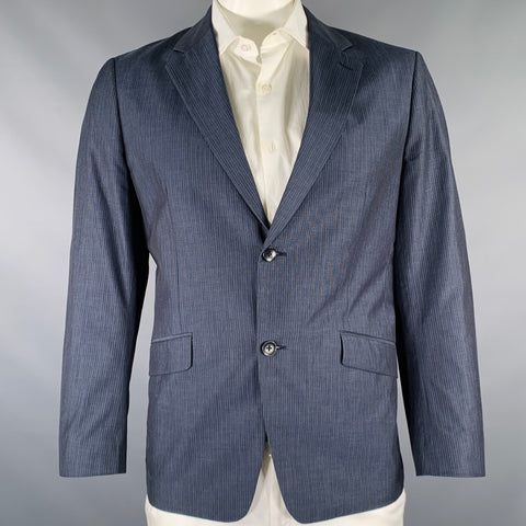 THEORY Size 42 Navy Blue Stripe Cotton Notch Lapel Sport Coat