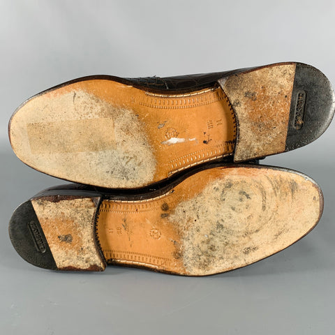 A.TESTONI Size 8.5 Brown Alligator Leather Moccasin Loafers