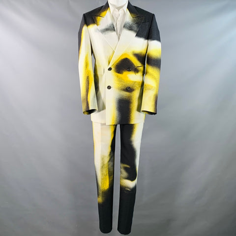 ALEXANDER MCQUEEN FW22 Size 38 Black White Yellow Painted Viscose Suit