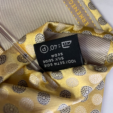 ERMENEGILDO ZEGNA Yellow Black Abstract Silk Tie