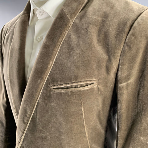 HAIDER ACKERMANN Size M Grey Beige Velvet Cotton Spandex Blazer Jacket