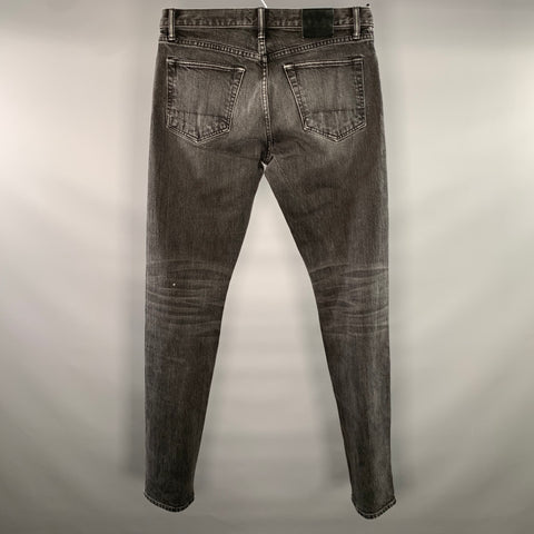 TOM FORD Size 32 Black Wash Selvedge Denim Button Fly Jeans