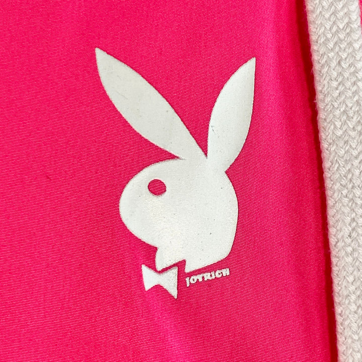 JOYRICH x PLAYBOY Size M Hot Pink Logo Polyester Hooded Snaps Coat