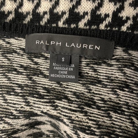 RALPH LAUREN Size S White Black Cashmere Houndstooth Shift Dress