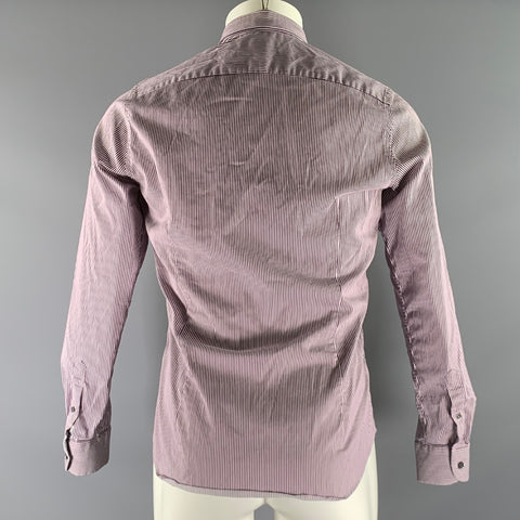 TED BAKER Size M White Purple Stripe Cotton Pointed Collar Long Sleeve Shirt