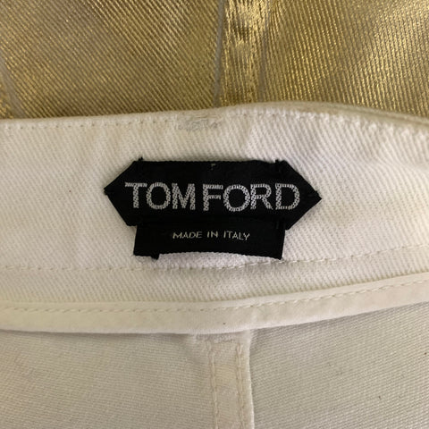 TOM FORD Size 27 Gold White Cotton Elastane Metallic Zip Fly Jeans