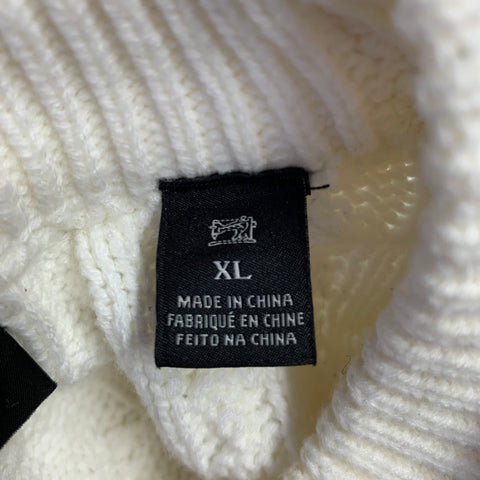 SCOTCH AND SODA Size XL Cream Cable Acrylic Crew Neck Sweater
