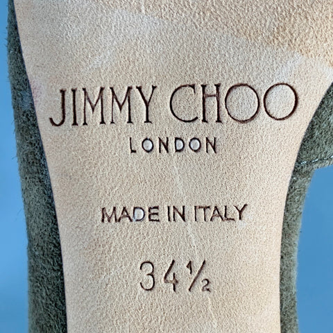 JIMMY CHOO Size 4.5 Brown Taupe Suede Ankle Strap D'Orsay Pumps