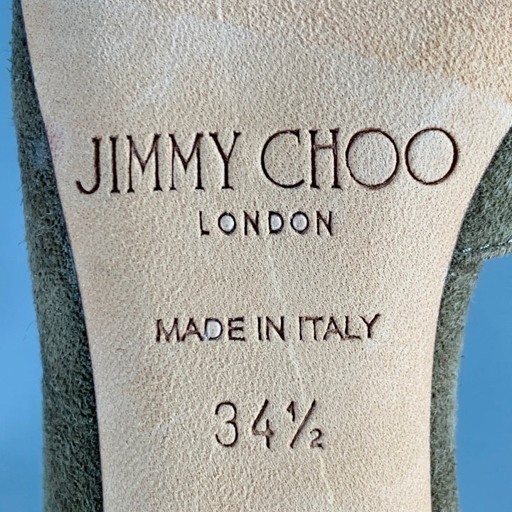 JIMMY CHOO Size 4.5 Brown Taupe Suede Ankle Strap D'Orsay Pumps