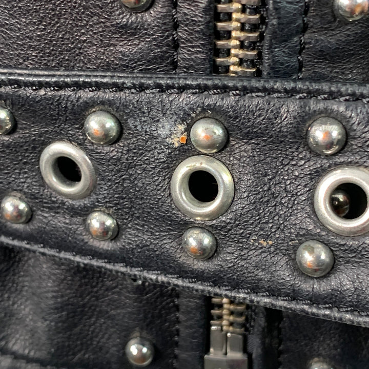 ART COMES FIRST Size XS Black Studded Leather Biker Jacket