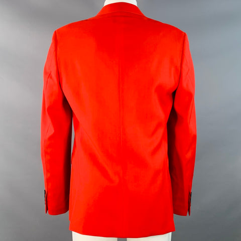 GIVENCHY Size 40 Red Wool Twill Peak Lapel Sport Coat