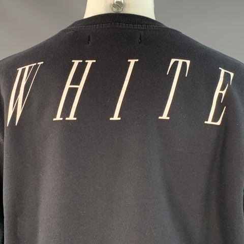 OFF-WHITE Size M Downtown Black White Graphic Cotton Crew Neck Sweatshirt