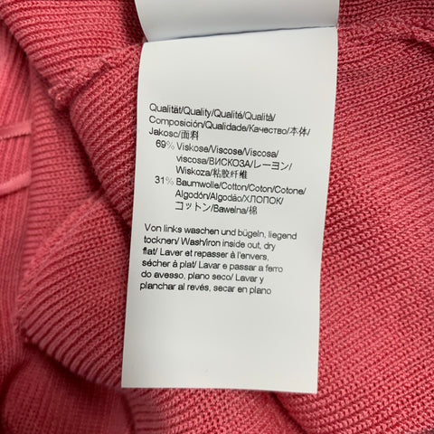 HUGO BOSS Taille M Cardigan court en maille côtelée de coton viscose rose ouvert sur le devant