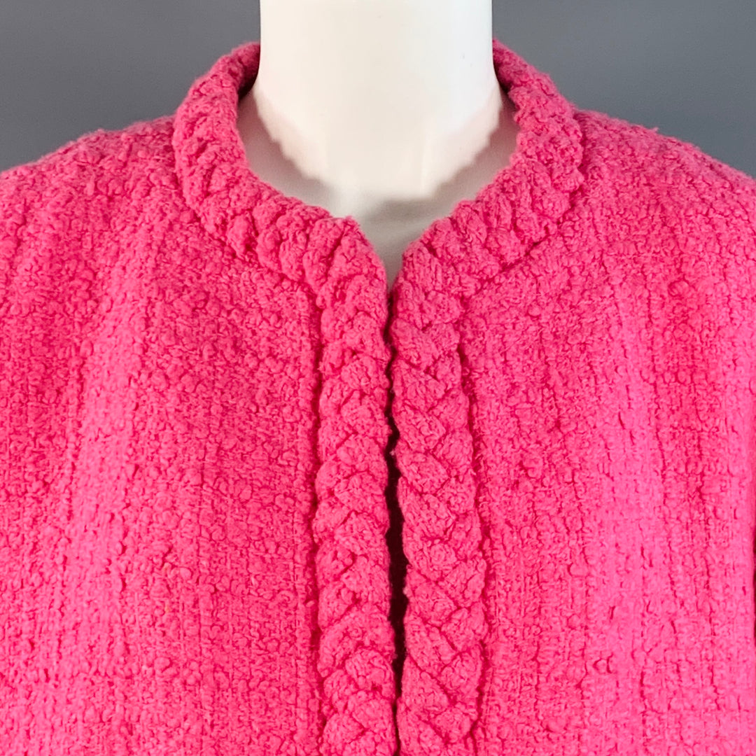 VALENTINO 2021 Size S Pink Wool Silk Tweed Oversized Jacket