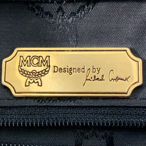 MCM Vintage Small Black Gold Leather Drawstring Backpack
