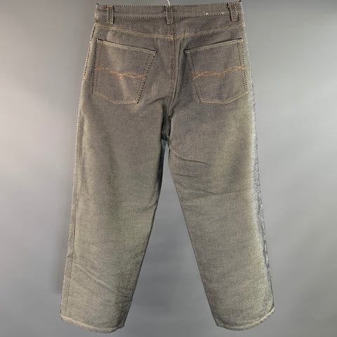 OUR LEGACY Size 34 White Black Zig Zag Cotton Relaxed fit Casual Pants