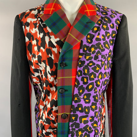 COMME des GARCONS HOMME PLUS F/W2020 Size M Black Multi Color Patchwork Wool Blend Coat