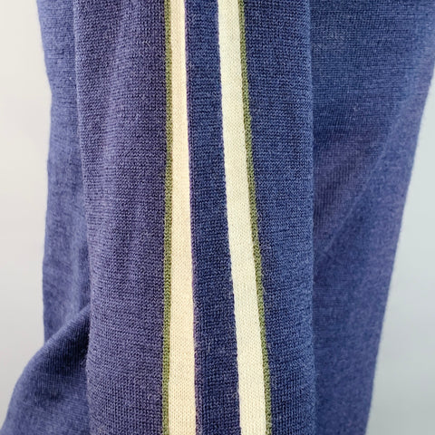 COMME des GARCONS SHIRT Size S Navy White Stripe Wool Crew Neck Pullover