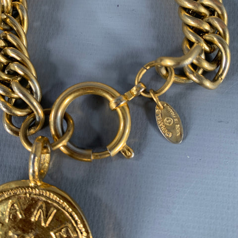 CHANEL Medallion 24k Gold Plated Charm Bracelet