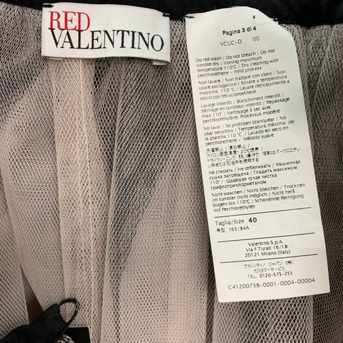 RED VALENTINO Size 4 Black Nude Mesh Polka Dot Pleated Skirt
