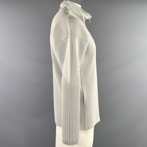 ISSEY MIYAKE Size L Grey Pleated Polyester Pleated Jacket