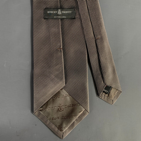 ROBERT TALBOTT Grey White Polka Dot Silk Tie