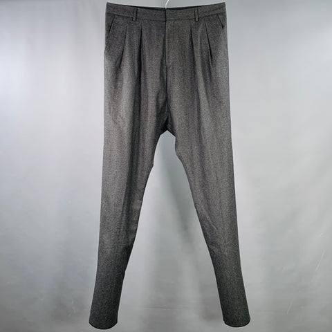 GIVENCHY Size 36 Grey Charcoal Wool Pleated Dress Pants