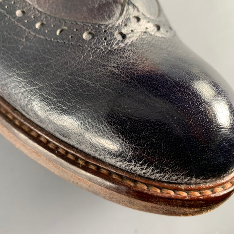 MOMA Size 9 Black Leather Perforated Wingtip Lace-Up Shoes