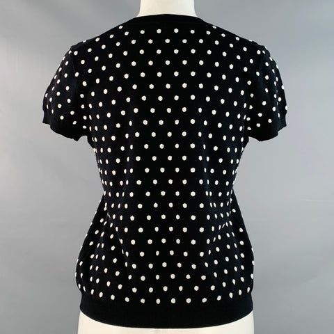 ESCADA Taille M Noir Blanc Mélange Viscose Pois Ensemble 2 pièces Cardigan