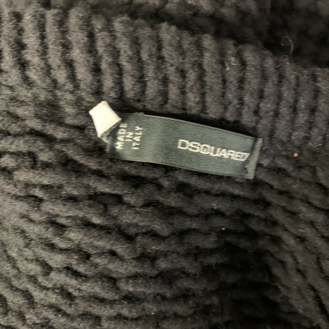 DSQUARED2 Size M Black Wool Knit Toggle Closure Sweater