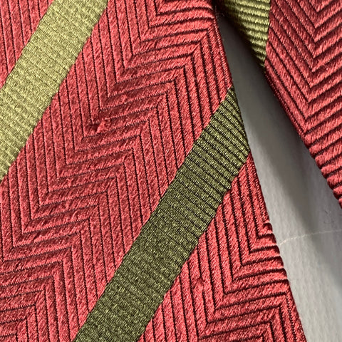 LUCIANO BARBERA Burgundy Olive Diagonal Stripe Silk Tie
