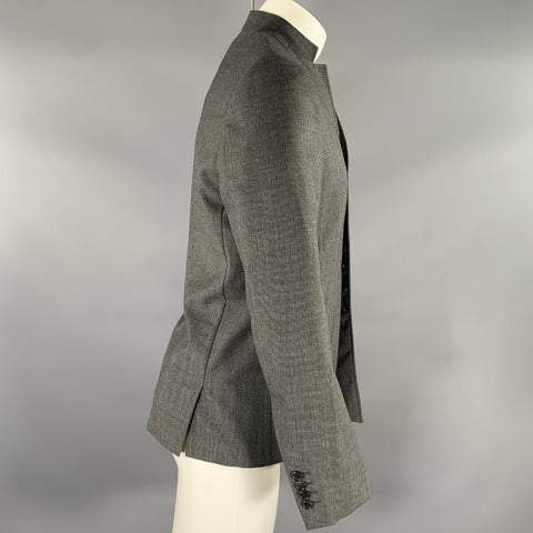 DIOR HOMME Chest Size 40 Grey Black Heather Wool Nehru Collar Sport Coat