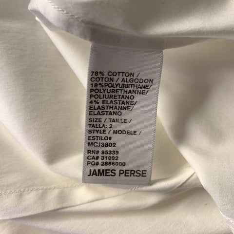 JAMES PERSE Size M White Cream Solid Cotton Blend Long Sleeve Shirt