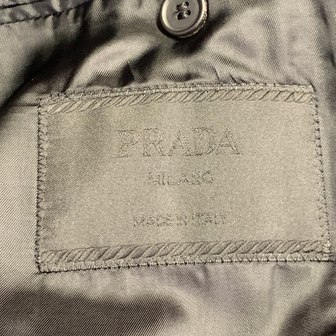 PRADA Size 38 Regular Black Velvet Cotton Blend Notch Lapel Suit