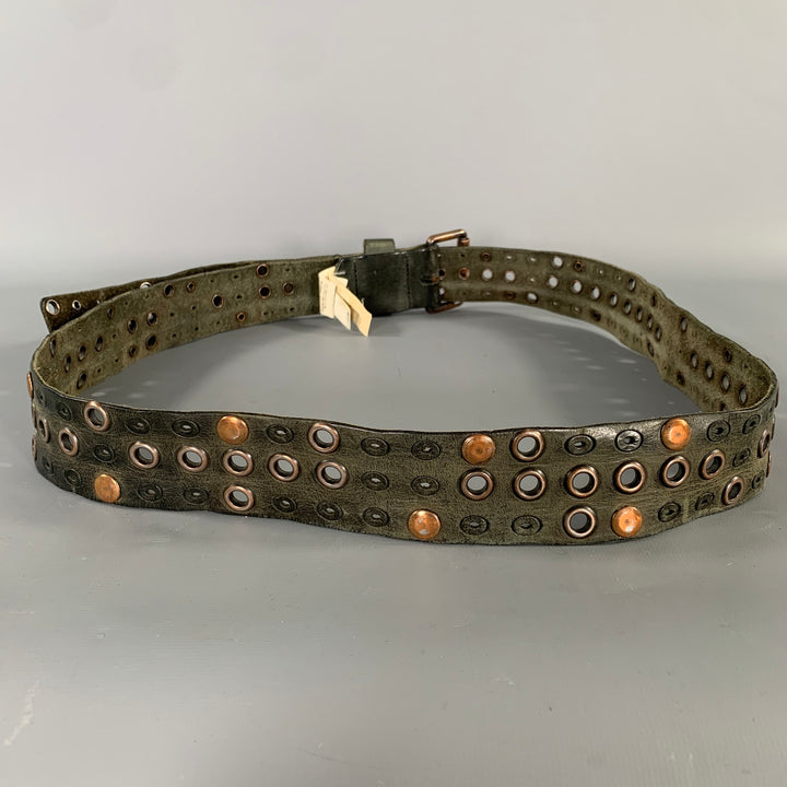 DIESEL Size One Size Black Brass Distressed Leather Belt