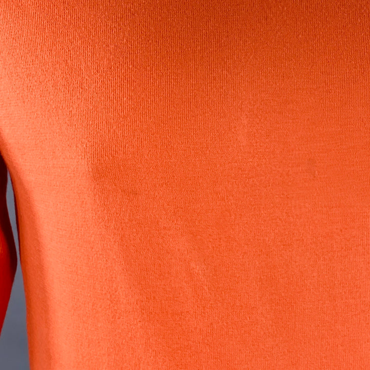 CAROLINA HERRERA Size M Orange Cotton V-Neck Pullover