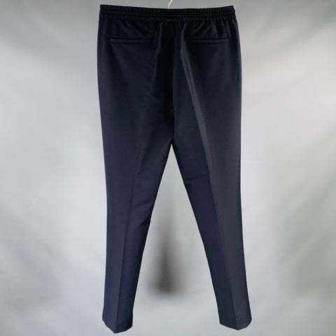 HARMONY Size 32 Navy Wool Mohair Elastic Waistband Dress Pants