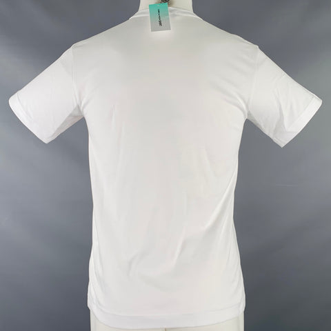 COMME des GARCONS SHIRT Size S White Pink Mushroom Cotton Crew Neck T-shirt