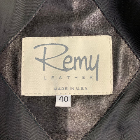 REMY CUIR Taille 40 Blouson en cuir noir zippé à boutons