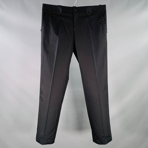 DOLCE & GABBANA Size 36 Black Cotton Twill Tapered Zip Fly Dress Pants