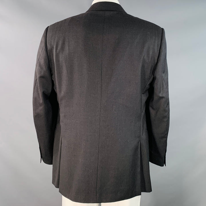 CANALI Size 48 Regular Black Virgin Wool Notch Lapel Sport Coat